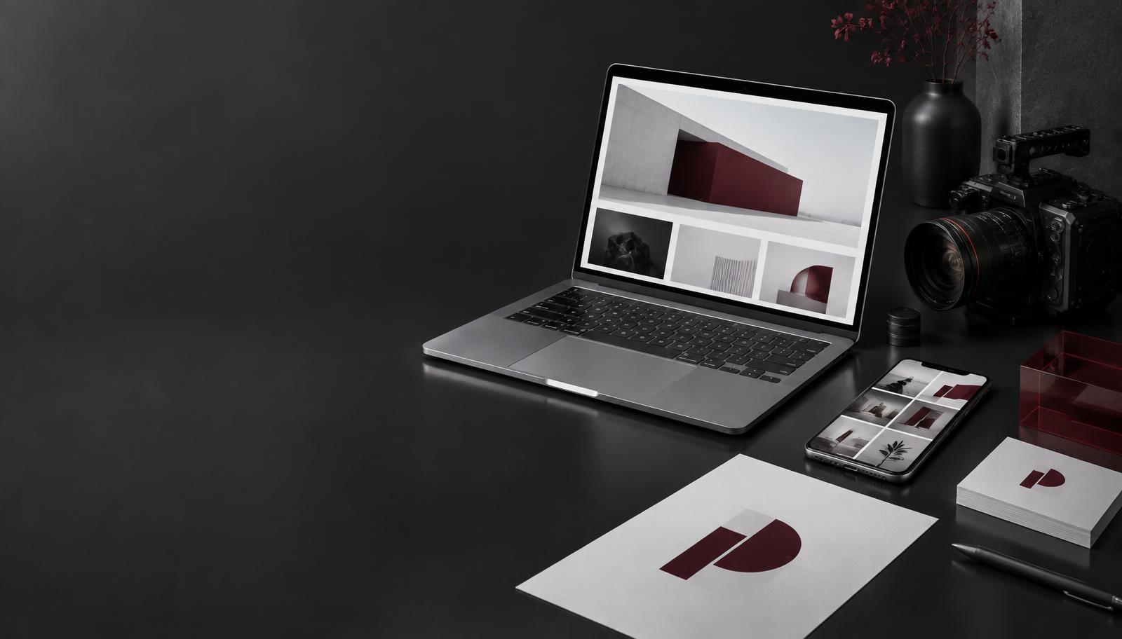 Illustrative website, branding and film production workspace